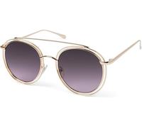 Sonnenbrille STYLEBREAKER "Oversize Sonnenbrille mit runden Gläsern und doppeltem Rahmen", Damen, grau (gestell gold, glas grau verlauf), Modisch, Sonnenbrillen Sonnenbrille (56047960-0) gestell gold,