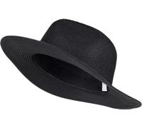 styleBREAKER Damen Panama Sonnenhut aus Papierstroh | Faltbarer Knautschhut mit breiter Krempe | Sommer Fedora Hut für Strand und Festival, Farbe:Schwarz