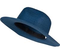 styleBREAKER Damen Panama Sonnenhut aus Papierstroh | Faltbarer Knautschhut mit breiter Krempe | Sommer Fedora Hut für Strand und Festival, Farbe:Dunkelblau