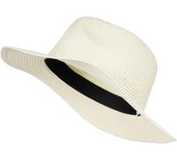 styleBREAKER Damen Panama Sonnenhut aus Papierstroh | Faltbarer Knautschhut mit breiter Krempe | Sommer Fedora Hut für Strand und Festival, Farbe:Creme