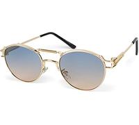 Sonnenbrille STYLEBREAKER "Panto Sonnenbrille mit Federn", Damen, grau (gestell gold, glas grau, beige verlauf), Modisch, Sonnenbrillen Sonnenbrille (95529424-0) gestell gold, glas grau, beige verlauf