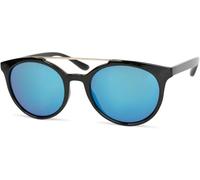 styleBREAKER Damen Panto Sonnenbrille Rund UV400, Schwarz-Gold/Blau