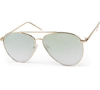 styleBREAKER Damen Piloten Sonnenbrille mit Glitzer Highlights im Glas, getönte Polycarbonat Gläser und Metall Gestell, Pilotenbrille 09020107, Farbe:Gestell Gold/Glas Grün