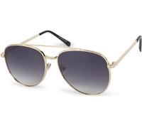 styleBREAKER Damen Piloten Sonnenbrille mit Strass Applikation, getönte Polycarbonat Gläser und Metall Gestell 09020119, Farbe:Gestell Gold/Glas Grau Verlauf