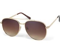 styleBREAKER Damen Piloten Sonnenbrille mit Strass Applikation, getönte Polycarbonat Gläser und Metall Gestell 09020119, Farbe:Gestell Gold/Glas Braun Verlauf