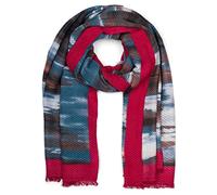 styleBREAKER Damen Plissee Schal Pinselstrich Muster, Bordeaux-Petrol-Blau