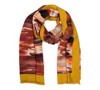styleBREAKER Damen Plissee Schal Pinselstrich Muster, Curry-Bordeaux-Beige