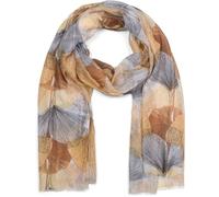 styleBREAKER Damen Schal Ginkgo Leaves Blätter Muster, Gelb-Braun