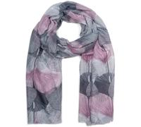 styleBREAKER Damen Schal Ginkgo Leaves Blätter Muster, Mauve-Grau