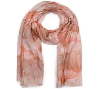 styleBREAKER Damen Schal Ginkgo Leaves Blätter Muster, Terracotta-Beige