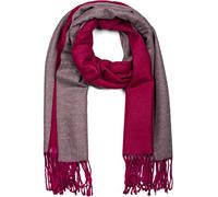 styleBREAKER Damen Schal in edler 2-Face Optik mit Fransen, 2 Farbig, Wendeschal, warme Winter Stola mehrfarbig 01017137, Farbe:Himbeer-Dunkelgrau