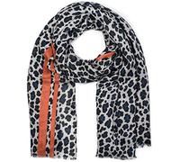 Schal STYLEBREAKER "Weicher Schal mit Leoparden Print und Streifen", Damen, blau (blau, orange), Obermaterial: 50% Viskose CV. 50% Baumwolle CO., Modisch, Modetücher Schal (16723135-0) blau, orange