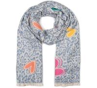 styleBREAKER Damen Schal Leo Muster Stickerei, Blau