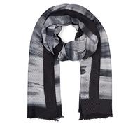 styleBREAKER Damen Schal plissiert mit Pinselstrich Muster gerahmt, Crash Look, warme Winter Stola mehrfarbig 01017148, Farbe:Schwarz-Grau