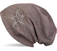 Beanie STYLEBREAKER "Beanie Mütze mit Strass Nieten Stern", Herren, braun (braun meliert), Obermaterial: 100% Viskose CV., Modisch, Mützen Beanie (78093107-0) braun meliert