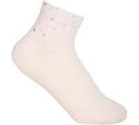 styleBREAKER Damen Socken mit Strass Applikation am Bund, Größe 35-41 EU / 5-9 US / 4-7 UK, Söckchen Glitzersteine 08030014, Farbe:Beige