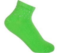 styleBREAKER Damen Socken mit Strass Applikation am Bund, Größe 35-41 EU / 5-9 US / 4-7 UK, Söckchen Glitzersteine 08030014, Farbe:Grün