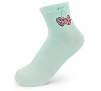 styleBREAKER Damen Socken mit Strass Kirschen Applikation | knöchellang mit Elastikbund | weicher Baumwoll-Mix | One Size 36-41 EU, Farbe:Türkis