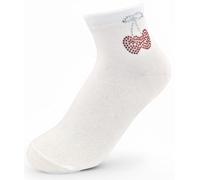 styleBREAKER Damen Socken mit Strass Kirschen Applikation | knöchellang mit Elastikbund | weicher Baumwoll-Mix | One Size 36-41 EU, Farbe:Weiß