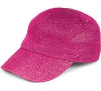 styleBREAKER Damen Sommer Baseball Cap gewebt mit Pailletten | Luftiges Basecap mit Metallschnalle verstellbar | Einfarbige Schildkappe für Strand und Freizeit, Farbe:Magenta