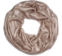 styleBREAKER Damen Sommer Loop Schal Seidig Glitzer, Khaki