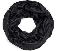 styleBREAKER Damen Sommer Loop Schal Seidig Glitzer, Schwarz