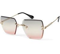 Sonnenbrille STYLEBREAKER "Rahmenlose Rechteckige Sonnenbrille mit Diamant Schliff", Damen, grau (gestell gold, glas grau, apricot verlauf), Modisch, Sonnenbrillen Sonnenbrille (21185402-0) gestell go