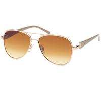 styleBREAKER Damen Sonnenbrille Pilotenbrille mit Strass | Edle Fliegerbrille Tropfenform UV400 | Metall mit Verlaufstönung | Inkl. Etui & Tuch, Gold-Braun/Braun