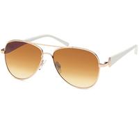 styleBREAKER Damen Sonnenbrille Pilotenbrille mit Strass | Edle Fliegerbrille Tropfenform UV400 | Metall mit Verlaufstönung | Inkl. Etui & Tuch, Gold-Weiß/Braun