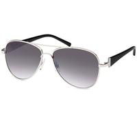 styleBREAKER Damen Sonnenbrille Pilotenbrille mit Strass | Edle Fliegerbrille Tropfenform UV400 | Metall mit Verlaufstönung | Inkl. Etui & Tuch, Silber-Schwarz/Grau