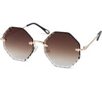 Sonnenbrille STYLEBREAKER "Rahmenlose Runde Sonnenbrille mit Diamant Schliff", Damen, braun (gestell gold, glas braun verlauf), Modisch, Sonnenbrillen Sonnenbrille (46642523-0) gestell gold, glas brau
