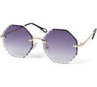 styleBREAKER Damen Sonnenbrille Rund Diamantschliff, Gold/Grau