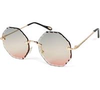 Sonnenbrille STYLEBREAKER "Rahmenlose Runde Sonnenbrille mit Diamant Schliff", Damen, orange (gestell gold, glas grau, apricot verlauf), Modisch, Sonnenbrillen Sonnenbrille (91730663-0) gestell gold,