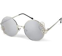 styleBREAKER Damen Sonnenbrille Rund Metallgestell Zahnrad, Silber/Silber