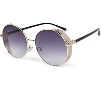 Sonnenbrille STYLEBREAKER "Runde Sonnenbrille mit Glitzer Side Shield", Damen, grau (gestell gold, glas grau verlauf), Modisch, Sonnenbrillen Sonnenbrille (37391206-0) gestell gold, glas grau verlauf