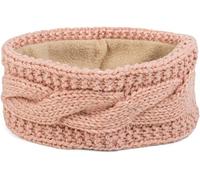 styleBREAKER Damen Stirnband Grobstrick mit Zopfmuster und Pailletten, warmes Fleece Innenfutter, Haarband, Headband 04026002, Farbe:Rose