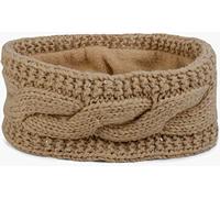 styleBREAKER Damen Stirnband Grobstrick mit Zopfmuster und Pailletten, warmes Fleece Innenfutter, Haarband, Headband 04026002, Farbe:Beige