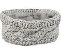 styleBREAKER Damen Stirnband Grobstrick mit Zopfmuster und Pailletten, warmes Fleece Innenfutter, Haarband, Headband 04026002, Farbe:Hellgrau
