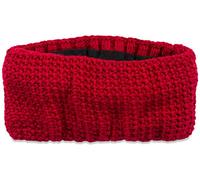 styleBREAKER Damen Stirnband in feiner Häkel Optik einfarbig, Thermo Fleece Futter, Uni Winter Headband 04026051, Farbe:Weinrot