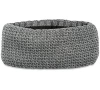 styleBREAKER Damen Stirnband in feiner Häkel Optik einfarbig, Thermo Fleece Futter, Uni Winter Headband 04026051, Farbe:Grau meliert