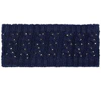 styleBREAKER Damen Stirnband mit Zopfmuster und Strass, weiches Fleece Innenfutter, Haarband, Headband 04026001, Farbe:Dunkelblau