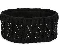 styleBREAKER Damen Stirnband mit Zopfmuster und Strass, weiches Fleece Innenfutter, Haarband, Headband 04026001, Farbe:Schwarz