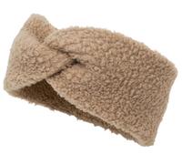 styleBREAKER Damen Stirnband Teddyfell Optik mit Twist Knoten Detail | Weiches elastisches Winter Haarband | Warmes Kopfband Ohrenwärmer 56-59 cm, Farbe:Hellbraun
