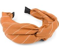 styleBREAKER Damen Stoff Haarreif Nadelstreifen Retro Look, Cognac | Twist-Knoten-Detail, flexibler Kern für 40-58 cm Kopfumfang (auch Kinder), 7 cm breit, weicher Viskose-Überzug, drückt nicht.