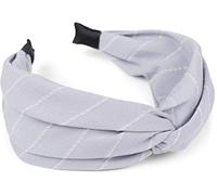 styleBREAKER Damen Stoff Haarreif Nadelstreifen Retro Look, Hellblau | Twist-Knoten-Detail, flexibler Kern für 40-58 cm Kopfumfang (auch Kinder), 7 cm breit, weicher Viskose-Überzug, drückt nicht.