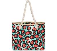 styleBREAKER Damen Strandtasche Leoparden Print Shopper | 48x37x12 cm großes Hauptfach mit Reißverschluss, kleines seitliches Innenfach, 68 cm lange Träger aus reiner Baumwollkordel.