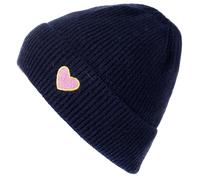 Strickmütze STYLEBREAKER "Strick Beanie mit Herz Stickerei", Damen, blau (dunkelblau), Obermaterial: 22% Nylon NY. 48% Polyacryl PAN. 30% Polyester PES., Modisch, Mützen Strickmütze (88781233-0) dunke