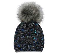Bommelmütze STYLEBREAKER "Bunt gemusterte Bommelmütze mit Glitzerfaden", Damen, schwarz, 67% Polyacryl PAN. 15% Polyester PES. 18% Wolle WO. Futter: 100% Polyester PES., Modisch, Mützen (96392234-0) s