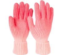 styleBREAKER Damen Strick Handschuhe mit Farbverlauf Muster, Winter Ombré Strickhandschuhe, Fingerhandschuhe 09010045, Farbe:Koralle-Apricot