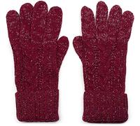 styleBREAKER Damen Strick Handschuhe mit Zopfmuster, Metallic Look und doppeltem Bund, Winter Strickhandschuhe 09010018, Farbe:Bordeaux-Rot